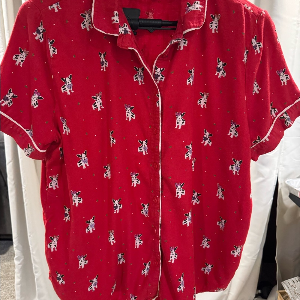 LOFT Red Dog Print Pajama Top